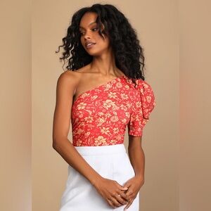 Free People Floral One-Shoulder bodysuit